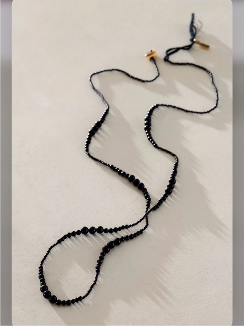 Free People Hattie semiprecious Black Beaded strand Long Necklace  size 36”